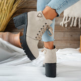 Darcy | Damen Schnür-Stiefelette mit Blockabsatz und goldener Herzschnalle