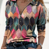 Bianca™ - Buntes Geometrisches Zip-Up Shirt