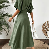 Damen Midikleid mit V-Ausschnitt