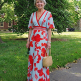 Corinne | V-Ausschnitt Kurzarm Blumenmaxikleid