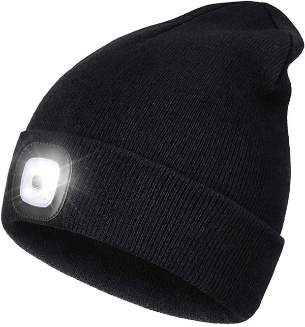Warme LED-Beanie-Mütze mit Licht