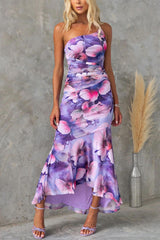 Layla | Damen Ein-Schulter Floral Maxikleid