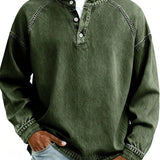 Amir | Retro-inspirierter Henley-Pullover mit Used-Look und langen Ärmeln