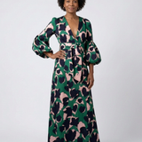 Isolde | V-Ausschnitt Bindegürtel Langarm Maxikleid