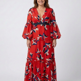 Isolde | V-Ausschnitt Bindegürtel Langarm Maxikleid