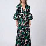 Isolde | V-Ausschnitt Bindegürtel Langarm Maxikleid