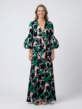 Isolde | V-Ausschnitt Bindegürtel Langarm Maxikleid