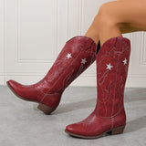Eadith | Damen Westernstiefel mit weitem Schaft und Sternstickerei