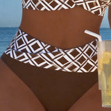 Martina | Bikini kariert mit drahtfreiem BH und hochgeschnittener Unterhose