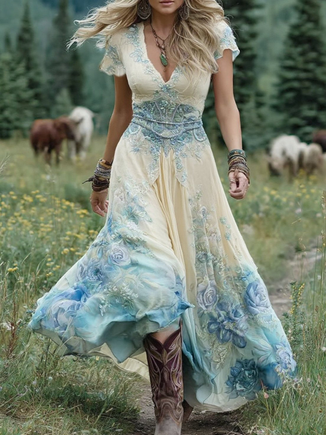 Mavis™ – Elegantes Florales Maxikleid