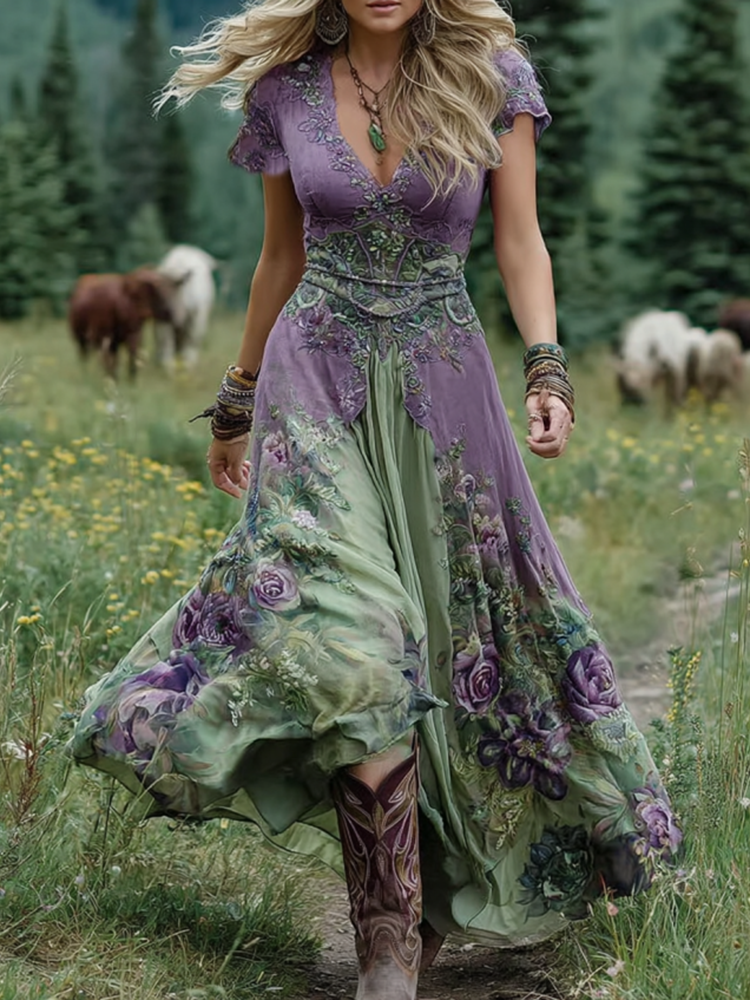 Mavis™ – Elegantes Florales Maxikleid