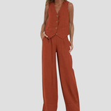 Aira - Geknöpfter Weste & Weite Hose Set