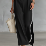 Minimalistisches Sweatshirtkleid für Damen mit weißem Kragen und Knopfleiste