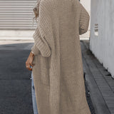 Damen Maxi Cardigan mit langen Ärmeln und Taschen