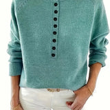 Caroline - Solider Pullover Mit Halber Knopfleiste