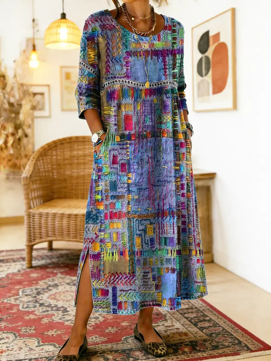 Isabelle | Ethnisches Patchwork-Kleid
