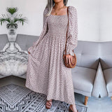 Lotte™ Elegante Beige Langarm Maxi Kleid