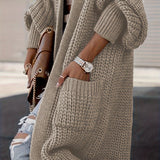Damen Maxi Cardigan mit langen Ärmeln und Taschen
