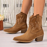 Fable | Damen Westernstiefel für breite Waden mit Stickerei