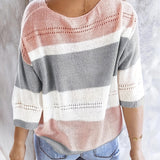 Olga™ - Lässiger gestreifter V-Ausschnitt Pullover