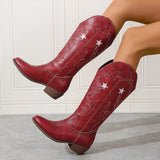 Eadith | Damen Westernstiefel mit weitem Schaft und Sternstickerei