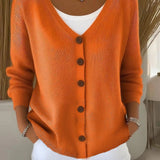 Olivia™ - Langarm V-Ausschnitt Knopf Pullover