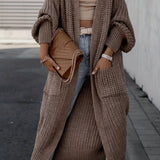 Damen Maxi Cardigan mit langen Ärmeln und Taschen