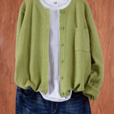 Eugenia | Damen Rundhals-Cardigan mit Knöpfen und Tasche