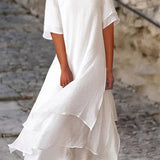 Damen Midi Kleid mit Doppelschicht-Design