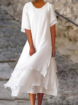 Damen Midi Kleid mit Doppelschicht-Design