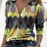 Bianca™ - Buntes Geometrisches Zip-Up Shirt