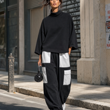 Damen Sweatshirt & Jogger Cargo Hose Set mit Taschen
