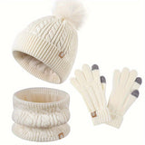3-teiliges Winterset für Damen mit Mütze, Schal und Handschuhen