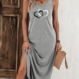 Sirene Herz Druck Maxi Kleid