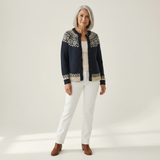 Gisela | Donkerblauwe Trui met Sneeuwsterpatroon