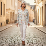 Greta | Vest met een delicaat aquarel bloemenpatroon