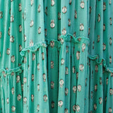 Evi™ Grüne Maxi Kleid Mit V-Ausschnitt Und Sommerlichem Ibiza-Muster