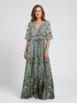 Evadne | Bedrucktes Maxikleid mit V-Ausschnitt