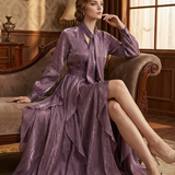 Demetria | Rüschendetail Maxikleid mit Bindeband