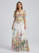 Tanya | Blumen Midi Kleid mit ärmellosem Design