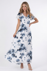 Denise | Midi-Kleid mit floralem Wickelbund