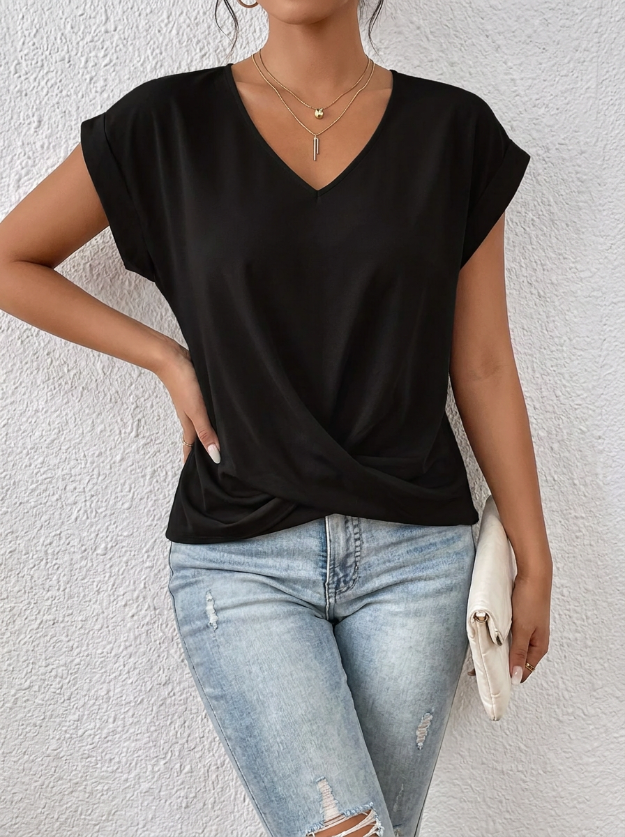 Sarah™ - Lässiges T-Shirt mit V-Ausschnitt