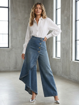 Hochtaillierte, lässige, cropped Wide-Leg Jeans für Frauen