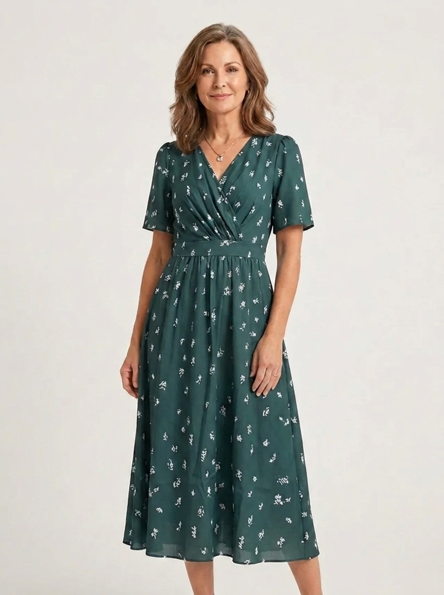 Zafrina | Midi-Kleid mit abstraktem Muster