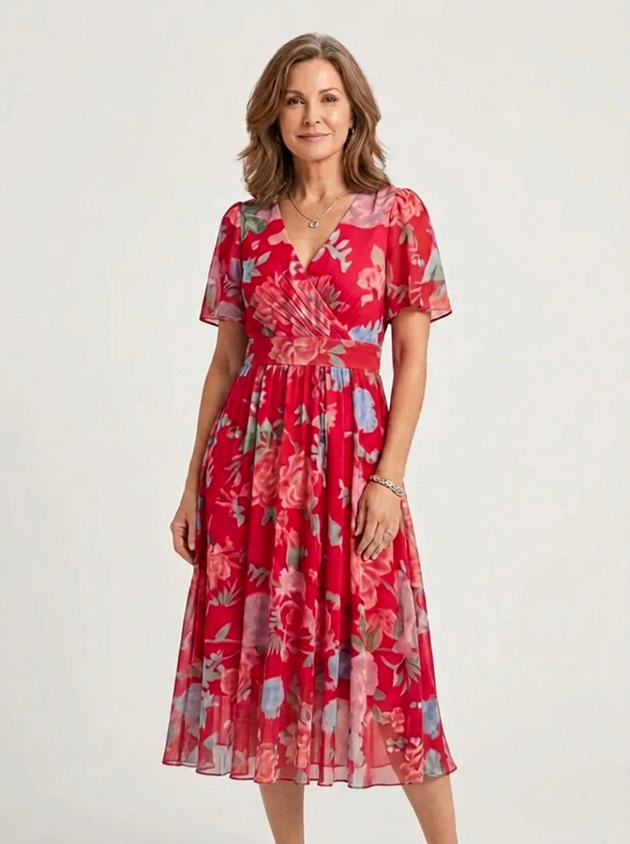 Zafrina | Midi-Kleid mit abstraktem Muster