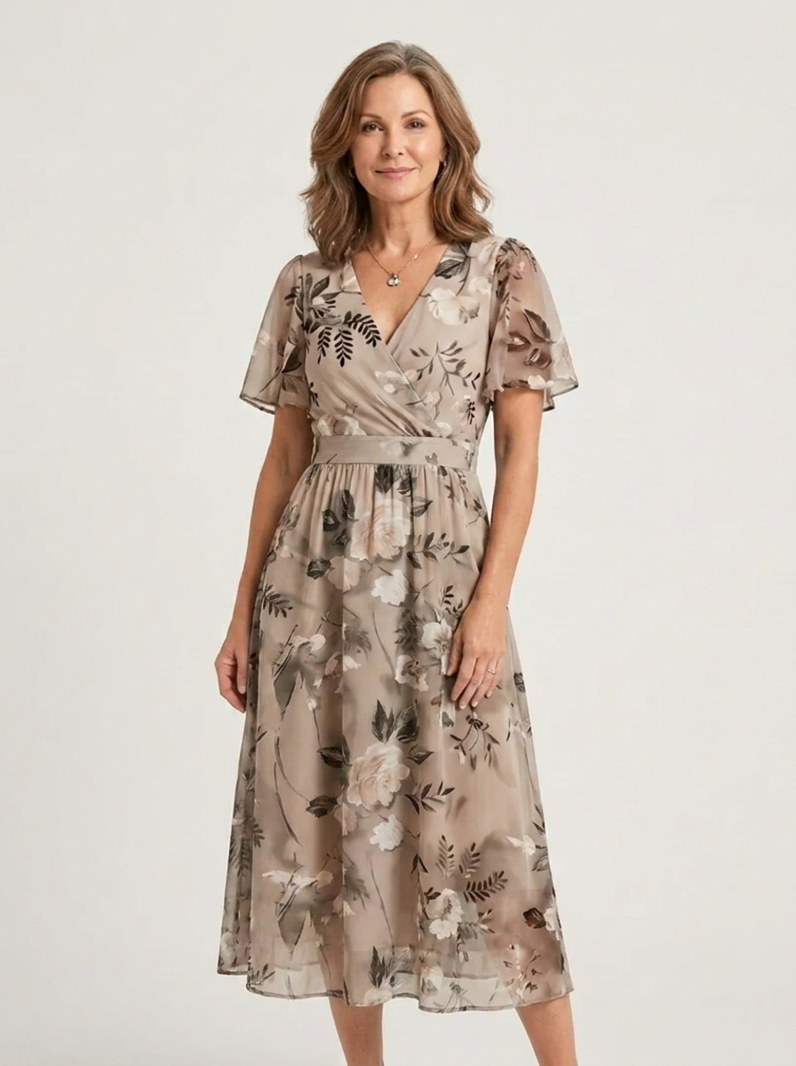 Zafrina | Midi-Kleid mit abstraktem Muster