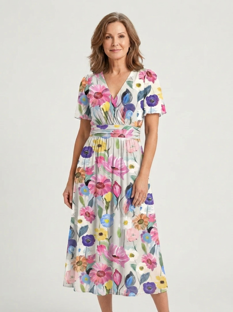 Zafrina | Midi-Kleid mit abstraktem Muster