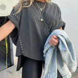 Isabelle™ - Oversized T-Shirt mit Nieten