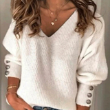 Aubrey™ - Gemütlicher V-Ausschnitt Knopf-Front Pullover