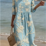 Kimberly | Midi-Kleid mit Pflanzen- und Blumenmuster